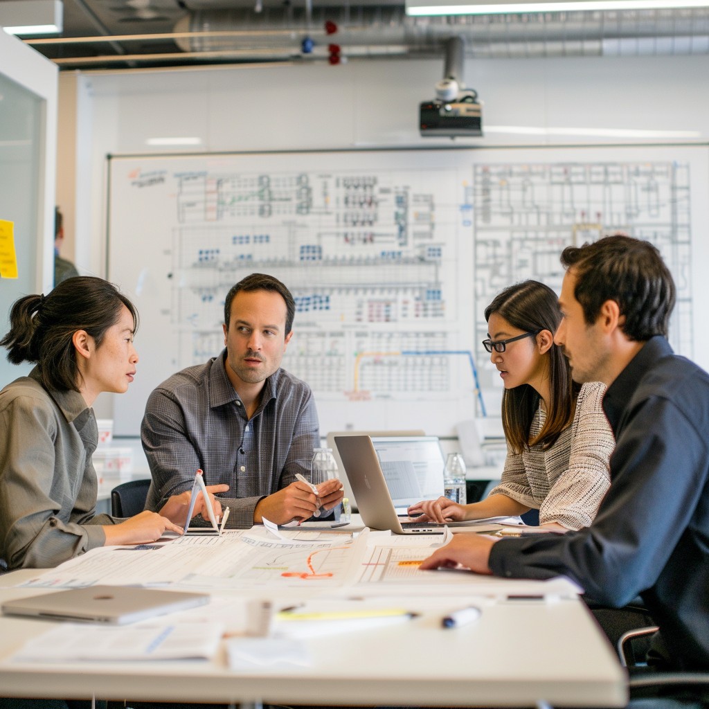 Two professionals discussing a career plan